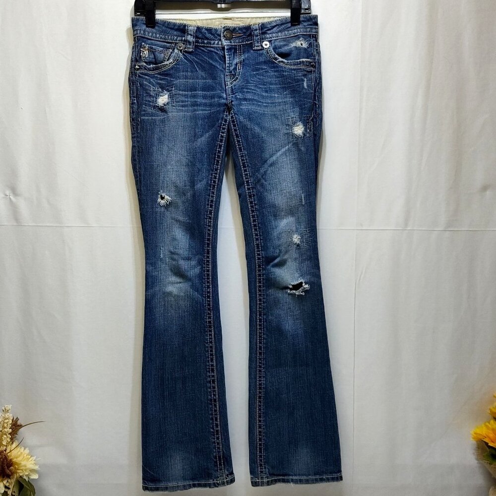 MEK DNM Frisco Bootcut Distressed Denim Jeans W25 x 32L Handcrafted Cotton Blend